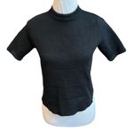 ZARA  Knit Faux Fur Trim Short Sleeve Sweater Black Size Small Photo 7