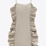 ZARA NWT  Faux Leather Draped Bodycon Dress Stone Photo 2