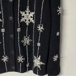 Vintage Bobbie Brooks Sweater XL Black Snowflake Embroidered Beaded Ramie Blend Photo 3