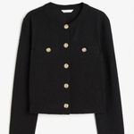 NWT Navy Textured Cropped Cardigan Gold Size XS Photo 0