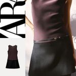 ZARA NWT 2025 collection BLACK/BROWN sleeveless BELTED KNIT MINI DRESS S Photo 3