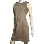DKNY  Womens Size 8 Light Brown Gold Zipper Accented Faux Micro Suede Shift Dress Photo 3