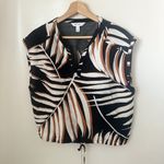 Nine West  Top Palm Leaf Sleeveless Drawstring Tropical Hawaiian Coconutgirl Lg Photo 1