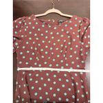 Bobeau Size Medium Dara Printed Dress Brown Green Polka Dots Hourglass Midi Photo 6