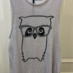 The classic brand owl tank top with blingged out glasses (size small) Gray Photo 0