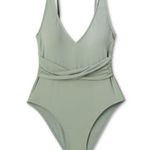 Shade & Shore Women's Ribbed Twist-Front One Piece Swimsuit Size Large 12/14 NWT Photo 2