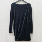 Juicy Couture Black Velvet Velour Draped Shoulder Long Sleeve Dress Size M Photo 6