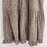 Victoria Dunn Floral Midi Dress Size Small Ruffle High Neck Boho Cottagecore Purple Photo 2