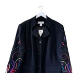 Travis Ayers 2 Piece Black Embroidered Tailored Jacket Skirt Suit Plus SZ 18W Black Photo 2