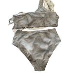 VIMPUNEC Ruffle One Shoulder Swimsuits for Women Cute High Waisted Two Piece Black Size L Photo 1