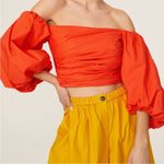 Tanya Taylor Alondra Off Shoulder Puff Sleeve Crop Top Sz 2 Photo 0