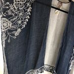 Chico's Womens Poncho Wrap Floral Knit Blue White One Size Photo 1