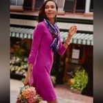 Talbots NWT Kitty Tweed Open Neck Sweater Dress Long Sleeves Button Pink Large Photo 1