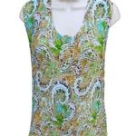 Cato Woman's Smocked Green and White Size 26/28W Tank-top Paisley Sleeveless Photo 0