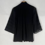 Susan Graver  Black Liquid Knit‎ Open Front Cardigan Sheer Flare 3/4 Sleeves S Photo 7