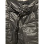 White House | Black Market WHBM Black Faux Leather Paper Bag Belted Short Photo 2