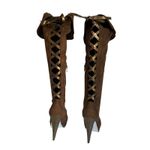Bebe Brown Suede Over the Knee High Heel Boot with Back Lace-Up Festival Boho 8B Photo 4