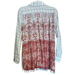 Ivy Jane  Top Womens XS Multicolor Plaid Paisley Gauze Tassel Hem Boho Blouse Photo 5
