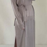 Theory  Midi Sweater Dress in Oatmeal Combo Twill Size P Retail $475 Photo 0