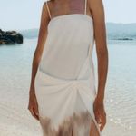 ZARA NWT white beige brown ombré tie dye detail spaghetti strap midi maxi dress Photo 13