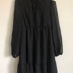 SheIn Black Swiss Dot Frill Tie Neck Ruffle Hem Maternity Dress. Size Medium Photo 4