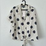 Modcloth  Wisely Tied Button Up Front Tie Linen Blend Top sz 1X Photo 2