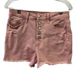 Cotton Button Fly High Waist Pink 5 Pocket Stretch Denim Jean Shorts Womens 10 Photo 2