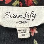 Siren Lily  Black Floral Necktie V-Neck Blouse Size 1X EUC #5748 Photo 4