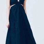 ALC Frank A.L.C. Alexandria Cotton Midi Dress Cap Sleeves Cutout Navy Size 8 Photo 0