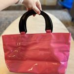 Neiman Marcus Pink Vinyl Black Lucite Top Handle Purse Handbag Photo 2