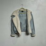 Miou Muse Denim Sherpa Trim Jacket Sz S Blue Photo 1
