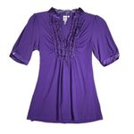 HeartSoul Shirt Juniors Large Purple Babydoll Satin Ruffle Vintage 2000s Y2K Purple Size undefined Photo 0