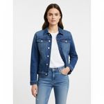 7 For All Mankind  Classic Jean Jacket Button Front Pockets Medium Blue Womens Si Photo 1