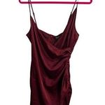 Pretty Little Thing NWT Dress Womens Sz 8 Burgundy Ruched Slip Chic Asymmetrical Photo 0