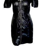 NWT Blashe Faux Vegan Leather Zipper Front Bustier Mini Dress Black Size L Photo 3
