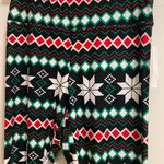 Joyland Womens Leggings M Medium Christmas Print On Black Waist 28” 30” NWT Red Photo 1