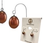 Giani Bernini NEW Cultured Freshwater Pearl EARRINGS Chocolate & Sterling Silver Photo 5