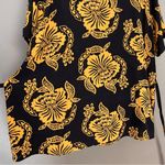 Tropical Blouse Square Neckline Floral‎ Short Sleeves Tie Back Women Black Size L Photo 8