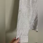Jones New York  Size 1X Shirt Top Gray Black Stripe Button Front Down 100% Linen Photo 4