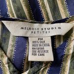 Melrose Studio Shirt Silk striped grandma preppy size Medium Green Photo 6