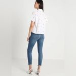 Madewell White Button-Up Shirt Red Strawberries Tie Front Medium Oversized EUC Photo 1