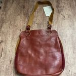 Deadstock Vintage 70s Maroon Leather & Suede Buckle Front Shoulder Purse Pink Photo 1