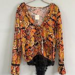 Free People NWT Heat Wave Midnight Combo Floral Long Sleeve Bodysuit Photo 5