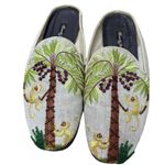 Beverly Feldman Beaded Monkey Palm Mules Vintage 7.5 M Women's Shoes Slide On Photo 0