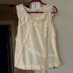 Ann Taylor Ruffle Sleeveless Top Cream Blouse Casual‎ Tank Top Layered Ruffle Trim Photo 1
