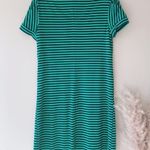Laundry by Design Women's Green Navy Striped Short Sleeve Stretch Shift Dress M Photo 9