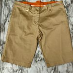Tory Burch Beige Khaki Bermuda Walking Shorts Golden Hardware Classic Summer Sz8 Photo 1