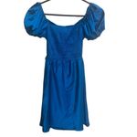 Princess Polly 603. Nakita Blue Satin Puff Sleeve Cut Out Dress 4 Photo 2