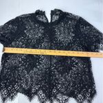 Forever 21 Black Sheer Lace Top Medium Gothic Romantic Scalloped Hem Night-Out Layering Photo 5