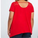 Torrid  Tee Red Scoop Neck Lace Inset w/ Cut Out Back Sz 1 (1X) EUC Photo 1